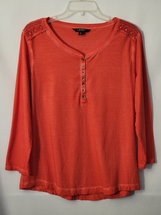 Ralph Lauren Tops - Ralph Lauren Lace-Shoulder Henley Long Sleeve Size XL